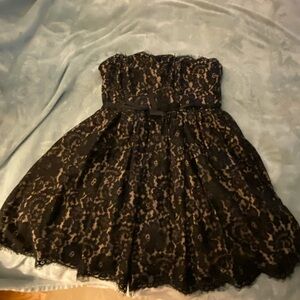 Neiman Markup black lace overlay cocktail dress